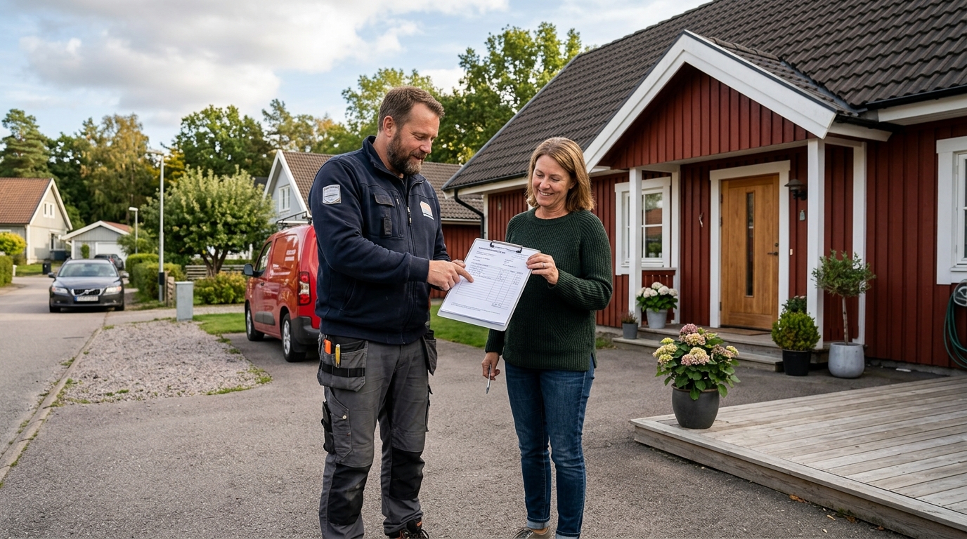 Takläggare på arbete i Göteborg