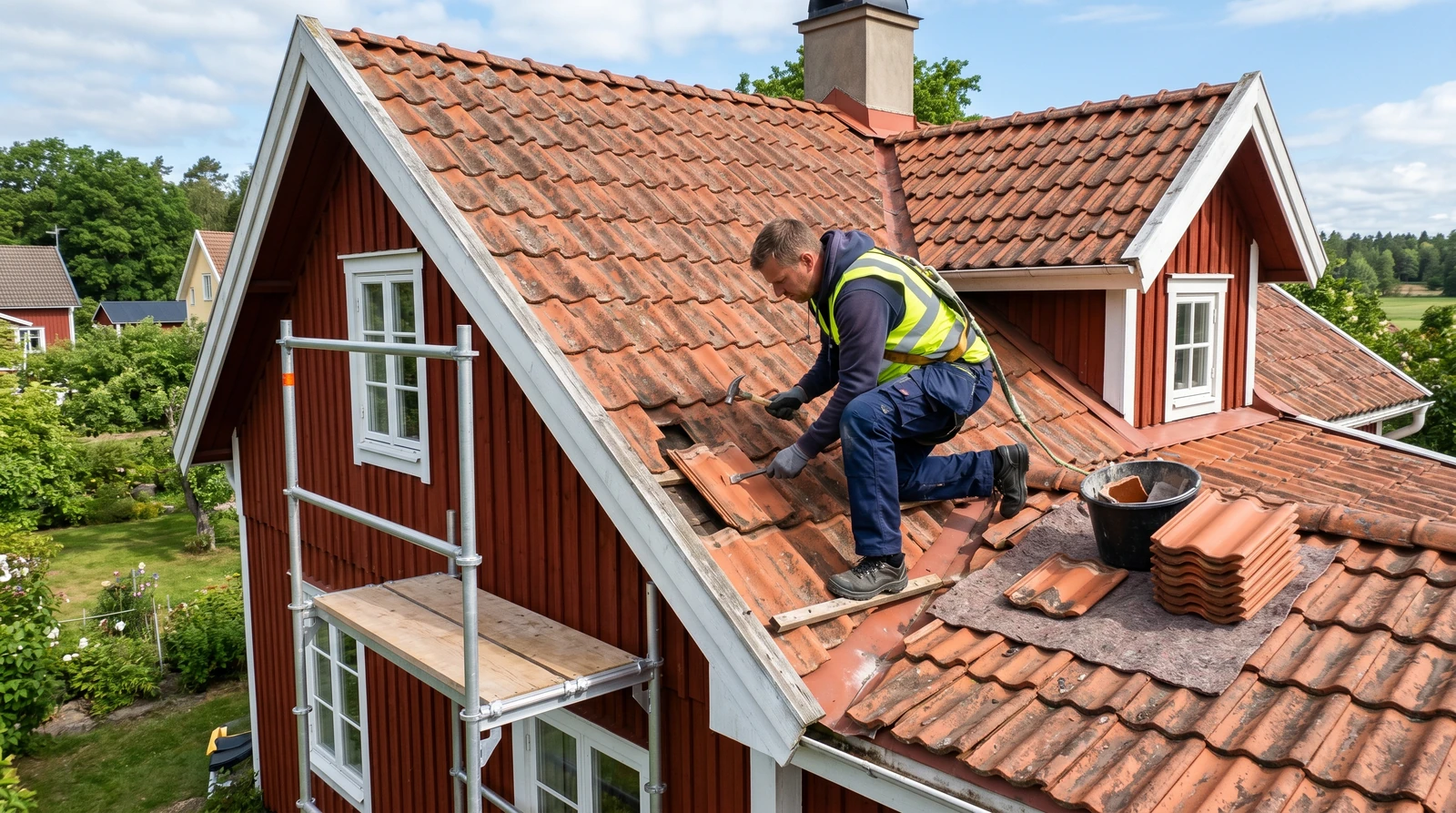 Reparera tak kostnad Göteborg – takläggare reparerar takpannor