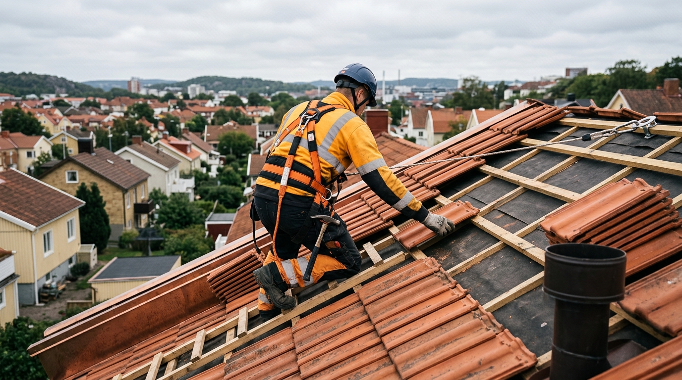 Efter – Villa i Mölndal – komplett takbyte med betongpannor