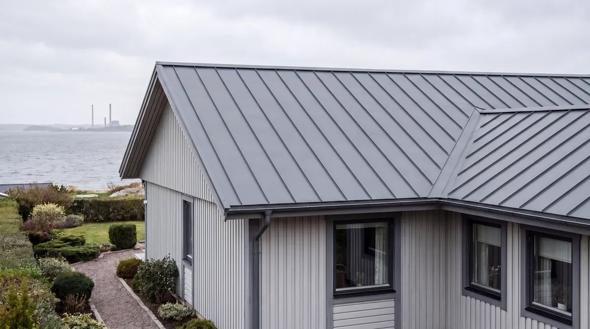 Efter – Villa i Stenungsund – PVDF-plåttak nära kemiindustrin