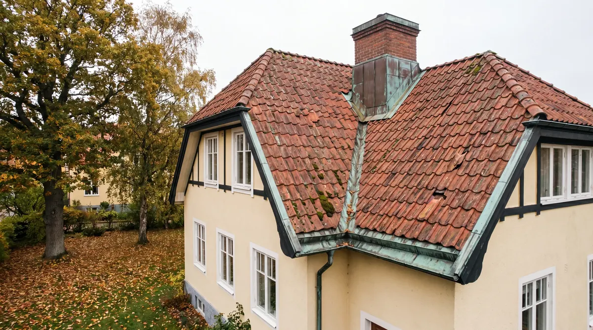 Före – Villa i Majorna, Göteborg – lertegelbyte med kulturhänsyn (tidigt 1900-tal)