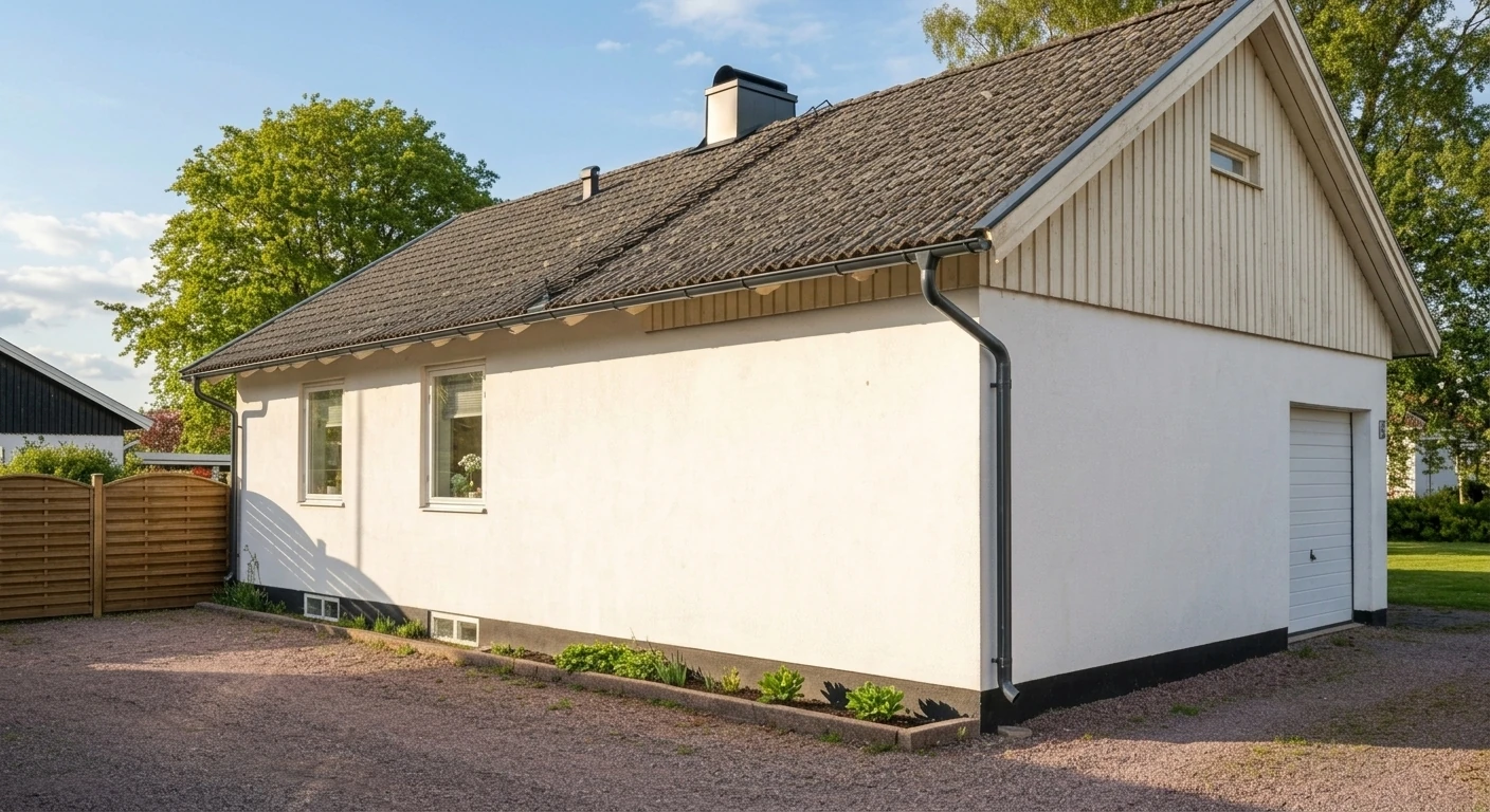 Efter – Villa i Alingsås – byte av rostiga hängrännor och stuprör