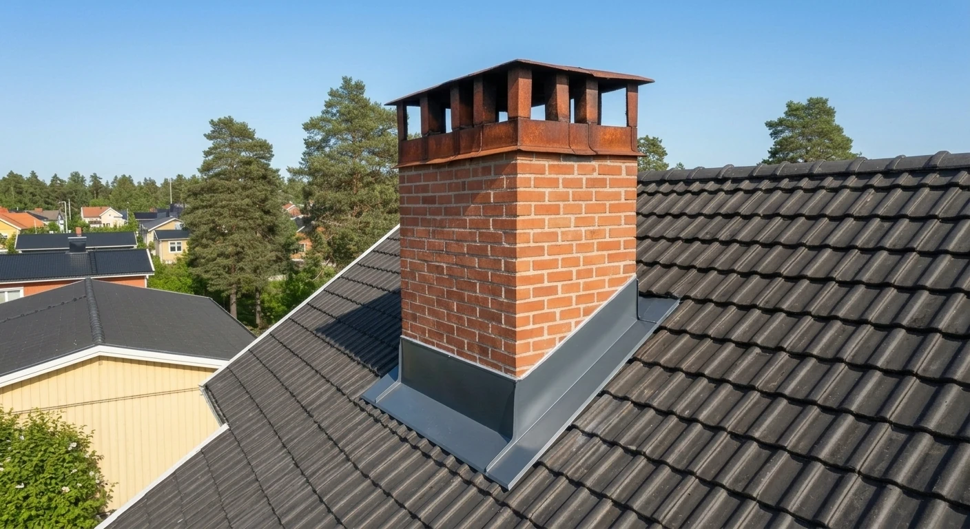 Efter – Villa i Trollhättan – ny skorstensintäckning i titanzink