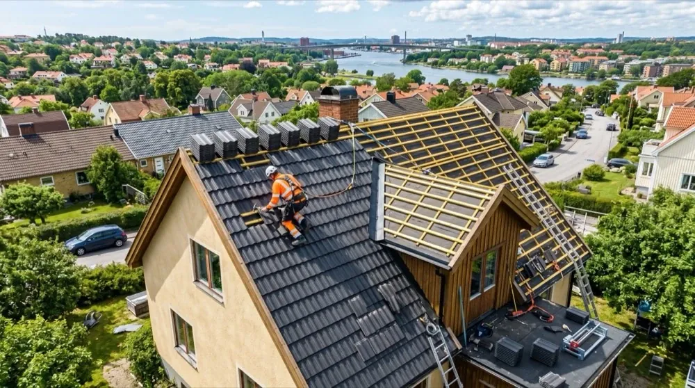 Villa i Kungälv – komplett takbyte mitt i sommaren