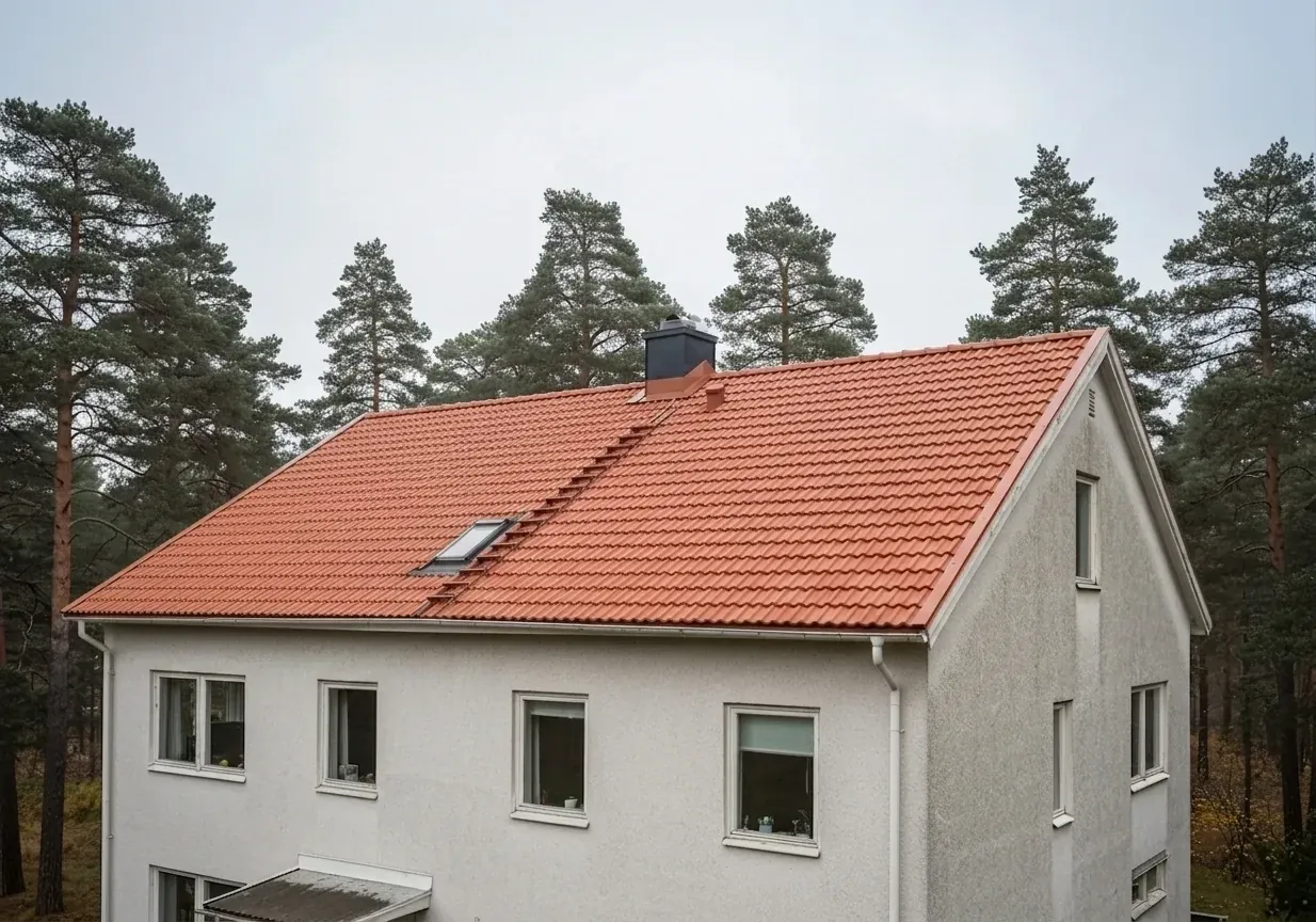 Villa i Mölnlycke – takbyte från betong till nytt lertegel