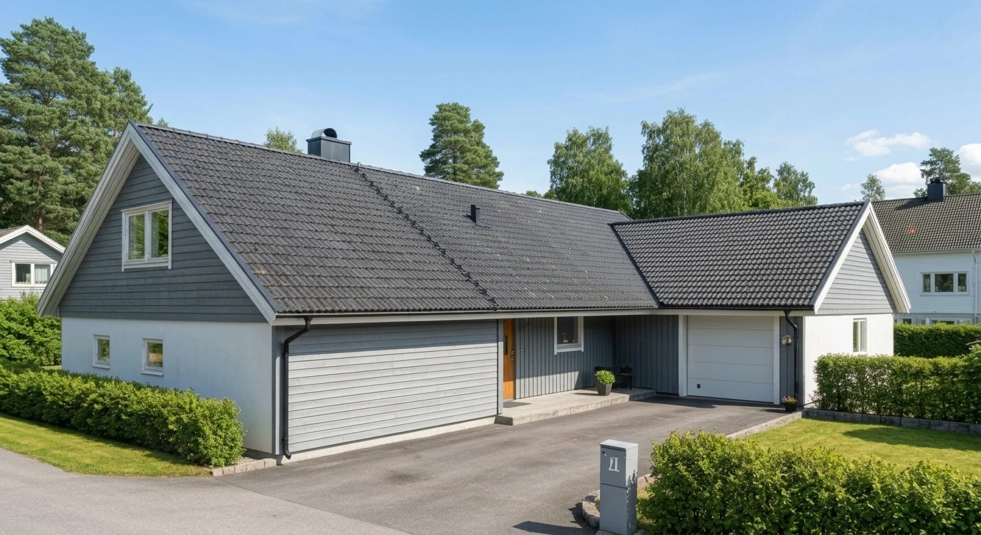 Efter – Modern villa i Lerum – förebyggande takimpregnering