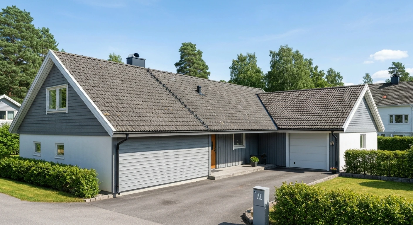 Före – Modern villa i Lerum – förebyggande takimpregnering