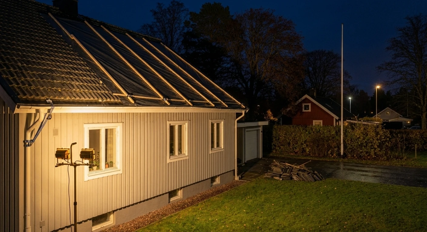 Efter – Villa i Vänersborg – akut takjour efter stormskada