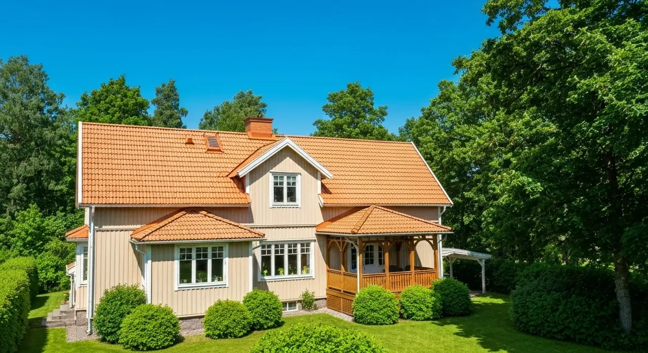 Villa i Mölndal – takmålning av slitna betongpannor