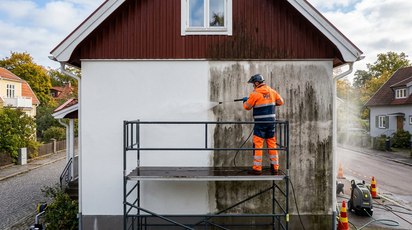 Professionell fasadtvätt på villa i Göteborg