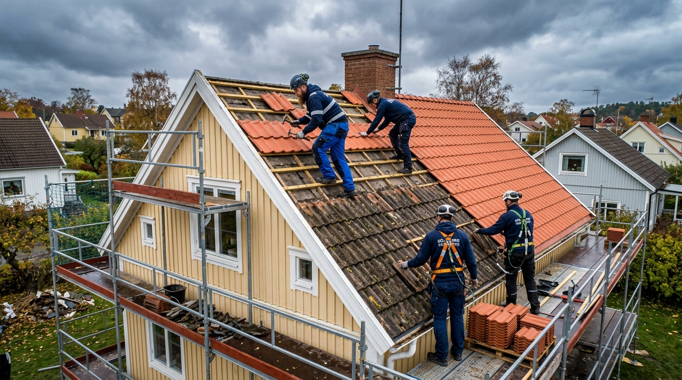 Takläggare genomför komplett takbyte på villa i Göteborg