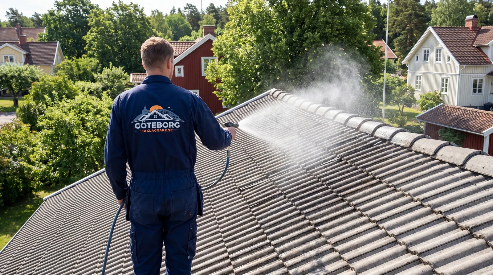 Takimpregnering appliceras på betongpannetak