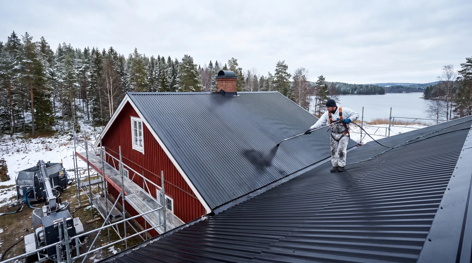 Takmålning på tegelpannetak i Göteborg